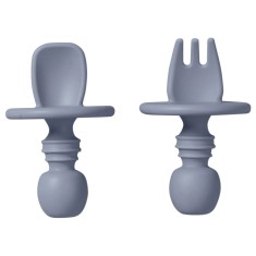 Set tacamuri pentru autodiversificare, protectie anti-inec, silicon, rezistent la cazaturi + 4 luni, Cutlery blue