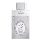Set lenjerie pat 4 piese Lorelli Little Bear Grey, bumbac ranforce, 70 x 140 cm, 60 x 120 cm