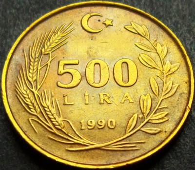 Moneda 500 LIRE - TURCIA, anul 1990 * cod 1147 D foto