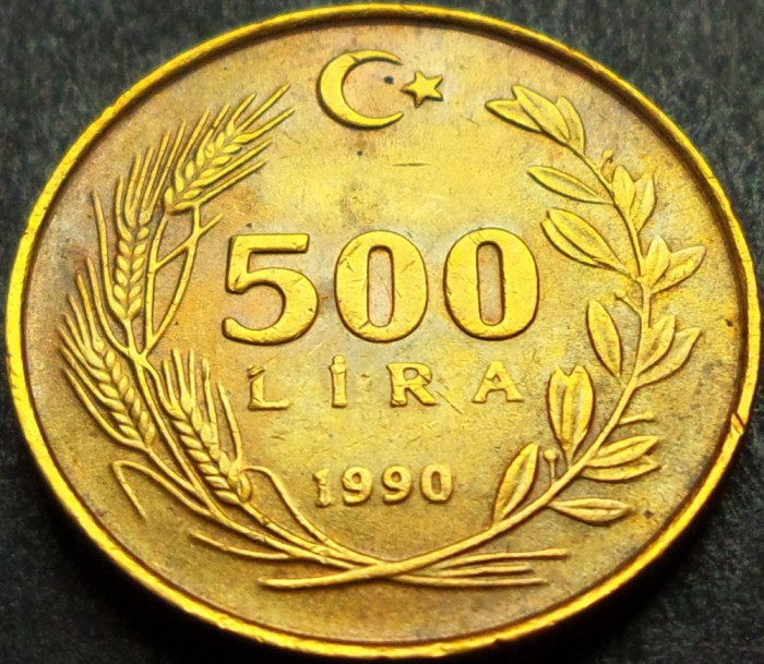 Moneda 500 LIRE - TURCIA, anul 1990 * cod 1147 D