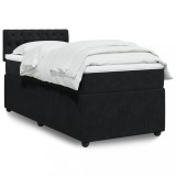 VidaXL Pat box spring cu saltea, negru, 80x200 cm, catifea