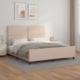 VidaXL Cadru de pat cu tăblie, cappuccino, 180x200 cm, piele ecologică