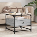 VidaXL Măsuță de cafea cu blat din sticlă gri sonoma 50x50x45 cm oțel