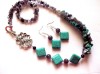 Set Bijuterii Handmade: Colier &amp; Cercei Ametist, Turcoaz, Zama placat argint