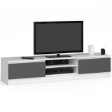 Comoda pentru TV, placa laminata, 4 rafturi, alb si gri, 160x40x33.4 cm, Akord Furniture Factory