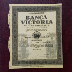 Actiune nominativa banca Victoria din Arad 1936 , titlu , actiuni