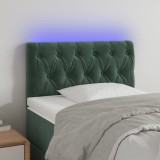 VidaXL Tăblie de pat cu LED, verde &icirc;nchis, 80x7x78/88 cm, catifea