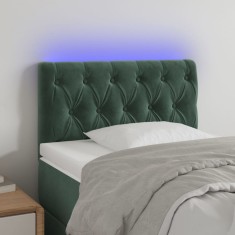 vidaXL Tăblie de pat cu LED, verde &icirc;nchis, 80x7x78/88 cm, catifea 3121981