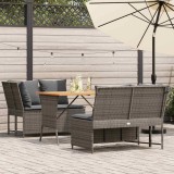 Gossi set canapea de gradina cu perne, 3 piese, gri, poliratan