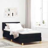 Cumpara ieftin Pat cu arcuri cu headboard Manual Negru 200 x 100 cm tesatura