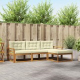 vidaXL Set de canapele de exterior cu pernă 4 pcs Natural și Crem 3367403
