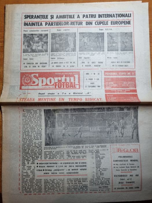 sportul fotbal 27 septembrie 1985-tudorel stoica,costica stefanescu,mircea sandu