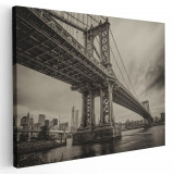 Tablou Podul Brooklyn New York USA, alb, negru 1538 Tablou canvas pe panza CU RAMA 20x30 cm