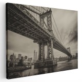 Tablou Podul Brooklyn New York USA, alb, negru 1538 Tablou canvas pe panza CU RAMA 30x40 cm