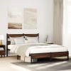 Cadru Pat Metalic vidaXL Stejar Maro 160x200 cm, Suport Saltea Robust, Design Modern, Spatiu Depozitare