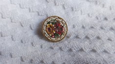BROSA din MICROMOZAIC VENETIAN MILLEFIORI manopera EXCEPTIONALA de efect ITALIA