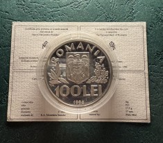 100 Lei 1996 World Food Summit Argint Proof