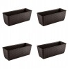 Set 4 jardiniere decorative, Prosperplast, imitatie ratan, maro, 49.2x17.2x17.4 cm