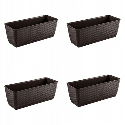 Set 4 jardiniere decorative, Prosperplast, imitatie ratan, maro, 49.2x17.2x17.4 cm foto