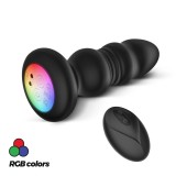 Vibrator Anal Australis, Remote Control, 9 Moduri Impingere si Vibratii, Silicon, USB, Negru, 12 cm