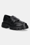 Love Moschino mocasini de piele culoarea negru, cu toc plat, JA10155G1NIAX000