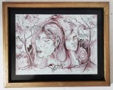 Visare (fantezie) - tablou tus, lucrare originala semnata Olah Miklos (2002), Portrete, Cerneala, Altul