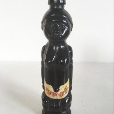 * Sticla veche lichior Vudu Spania Insulele Baleare, statuie africana, 13,5 cm