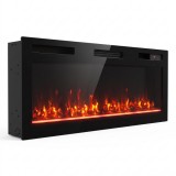 HOMCOM Șemineu electric 102 cm, &icirc;ncastrabil/perete/podea, 900/1800W, telecomandă, timer, negru | Aosom Romania