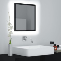vidaXL Oglindă de baie cu LED, negru extralucios, 40x8,5x37 cm, PAL