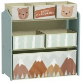 ZONEKIZ Raft Mobil pentru Jucării, Comodă cu 6 Rafturi Detașabile din Material Textil, 63x30x66 cm, Verde | Aosom Romania