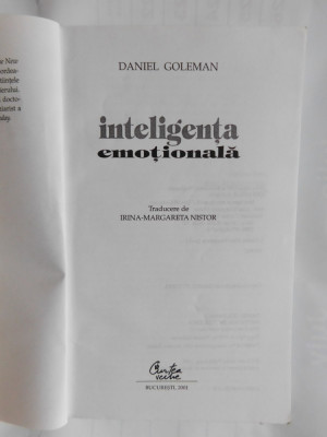 Inteligenta emotionala-Daniel Goleman-Ed.Curtea Veche 2001 foto