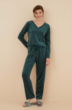 Women&#039;secret pijama SOFT TOUCH FRANCHISEE femei, culoarea verde, dantela, 3596066