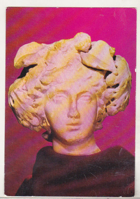 bnk cp Tomis - Cap de statuie Dionysos - vedere uzata foto