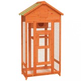Cumpara ieftin Colivie Pasari Exterior Lemn Pin Maro 170cm cu Acoperis Rezistent la Apa + Cutie Cuibarit, 91.5x53cm