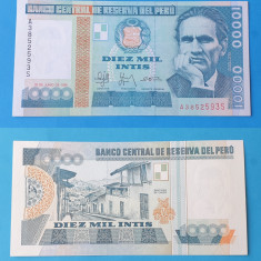 Bancnota veche - Peru 10.000 Intis 1988 - in stare foarte buna