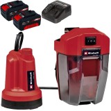 Einhell GE-SP 18 LL Li PXC + Twinpack + 4514095 - Pompa pentru apa curata 0.8 bar 4 m + Set 2 acumulatori si incarcator Li-Ion 18 V 4 Ah