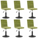 Cumpara ieftin Scaune de sufragerie pivotante 6 buc, verde deschis, catifea