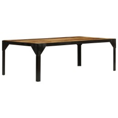 vidaXL Măsuță de cafea, 110 cm, lemn masiv de mango nefinisat, oțel