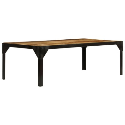 vidaXL Măsuță de cafea, 110 cm, lemn masiv de mango nefinisat, oțel 246631 foto