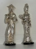 SET - 2 STATUETE LAMINATE ARGINT - Barbat si femeie din China - A. Gianelli !