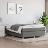 VidaXL Pat box spring cu saltea, gri &icirc;nchis, 140x190 cm, textil