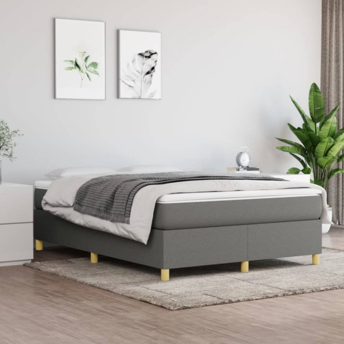 vidaXL Cadru de pat box spring, gri &icirc;nchis, 140x190 cm, textil