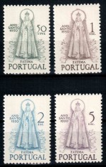 Portugalia 1950, Mi #748-751**, Sfanta Fecioara din Fatima, arta, sculptura, MNH, cota 120 &euro;!
