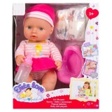 Papusa bebelus de jucarie cu biberon, olita si alte accesorii incluse, pentru copii, Nebunici