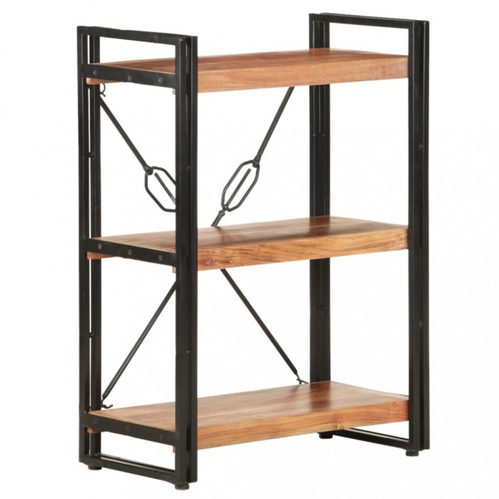 Gossi biblioteca cu 3 rafturi, 60x30x80 cm, lemn masiv de acacia