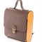 Rucsac dama din piele naturala si lemn reciclat. lucrat manual, Dory, Handmade, Maro, Produsa in Romania