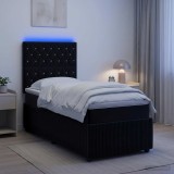 Cumpara ieftin Pat cu arcuri LED si saltea Negru 100 x 200 cm Catifea