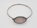 Bratara din argint fixa cu piatra cuart roz #2066