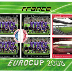 ST. VINCENT 2008 - Fotbal, Franta la Euro 2008 / colita MNH