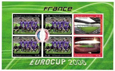 ST. VINCENT 2008 - Fotbal, Franta la Euro 2008 / colita MNH foto